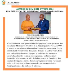 Prix très spécial awards ccm côte d’ivoire 2024 directeur de cabinet adjoint représentant le ministre des finances et du budget représentant de son excellence monsieur le président de la république